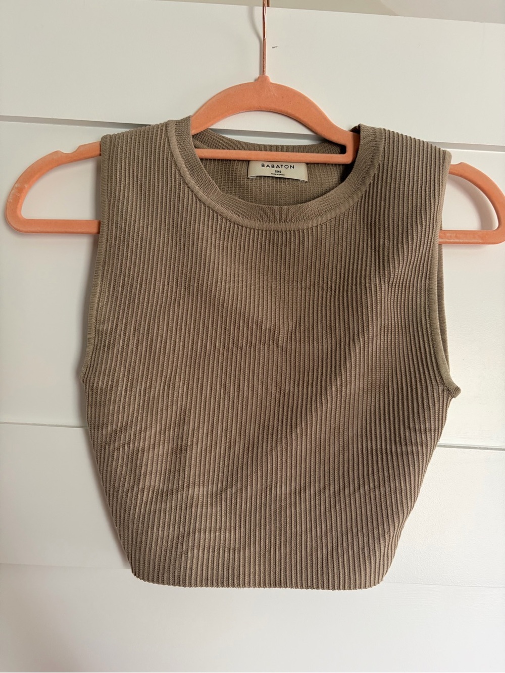 Babaton Fitted Ribbed Tank Top - Taupe Brown